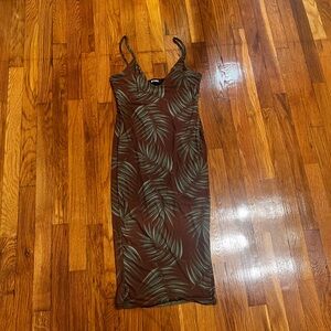 Summer palm dress midi brown